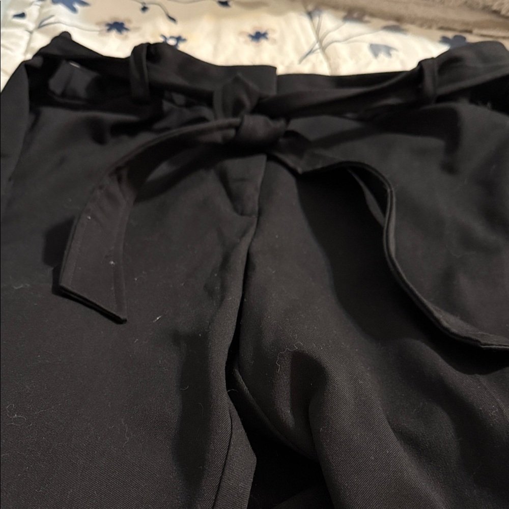 Black Tie-Waist Pants